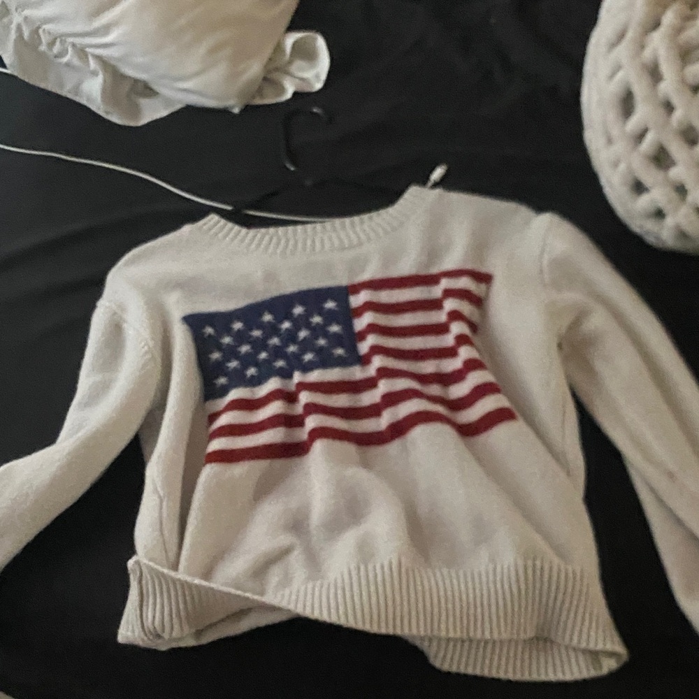 Women's Cream Sweater with American Flag Design